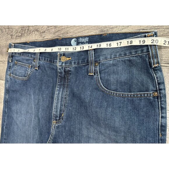 Carhartt Jeans Mens 40 Blue Denim Straight Fit Relaxed Work Pants 40x30 - Picture 7 of 11